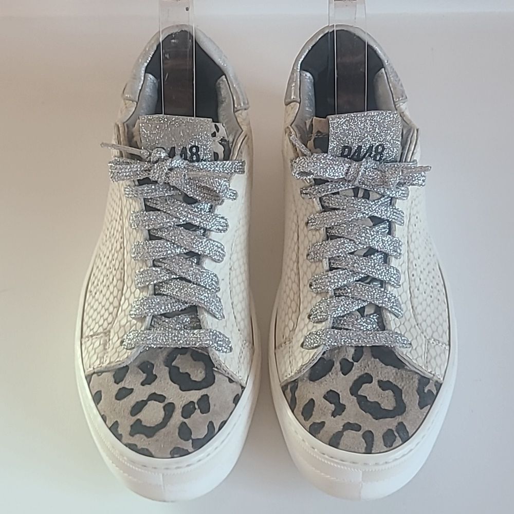 P448 Thea Python Roccia White Leather Platform Sn… - image 2